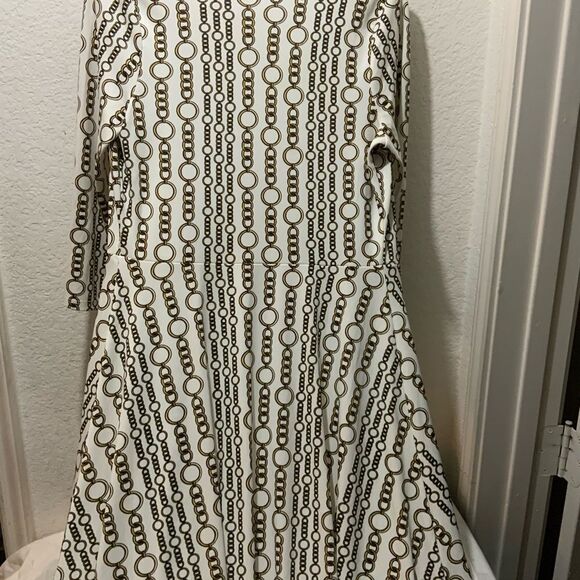 NEW Banana Republic White/Gold Jersey Wrap Dress, Chain Link Print,Medium, $99 - Picture 12 of 12